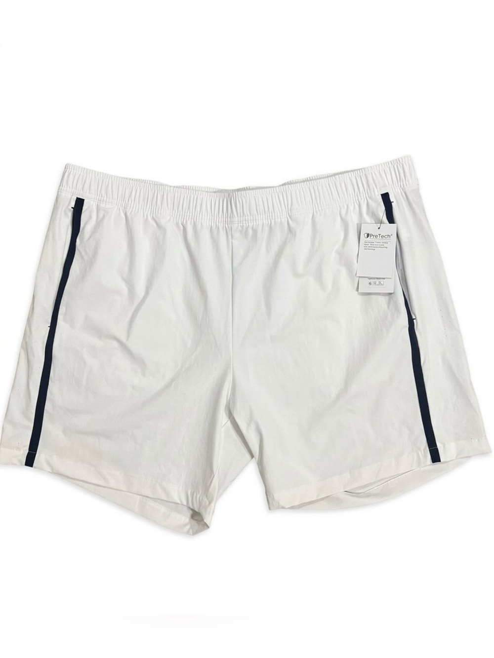 Athletic Works White Men's Athletic Shorts with Navy Trim
